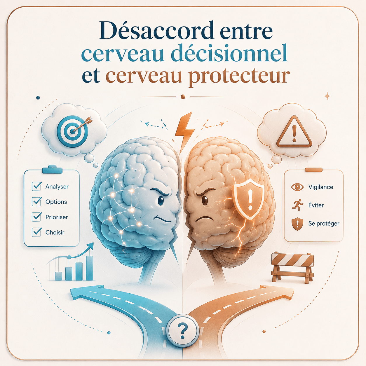 désaccord entre cerveau décisionnel et cerveau protecteur